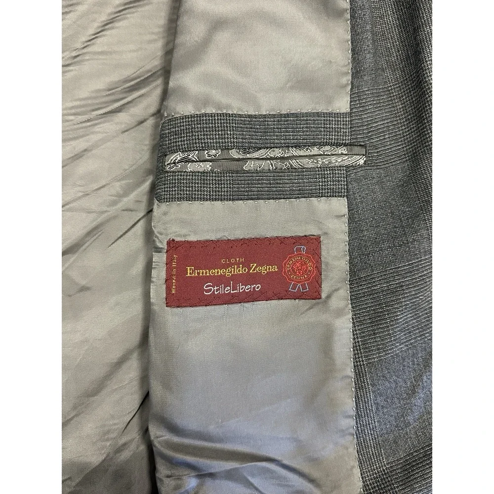 Ermenegildo Zegna StileLibero Sport Coat 42R Gray Glen‎ Plaid Wool Blazer